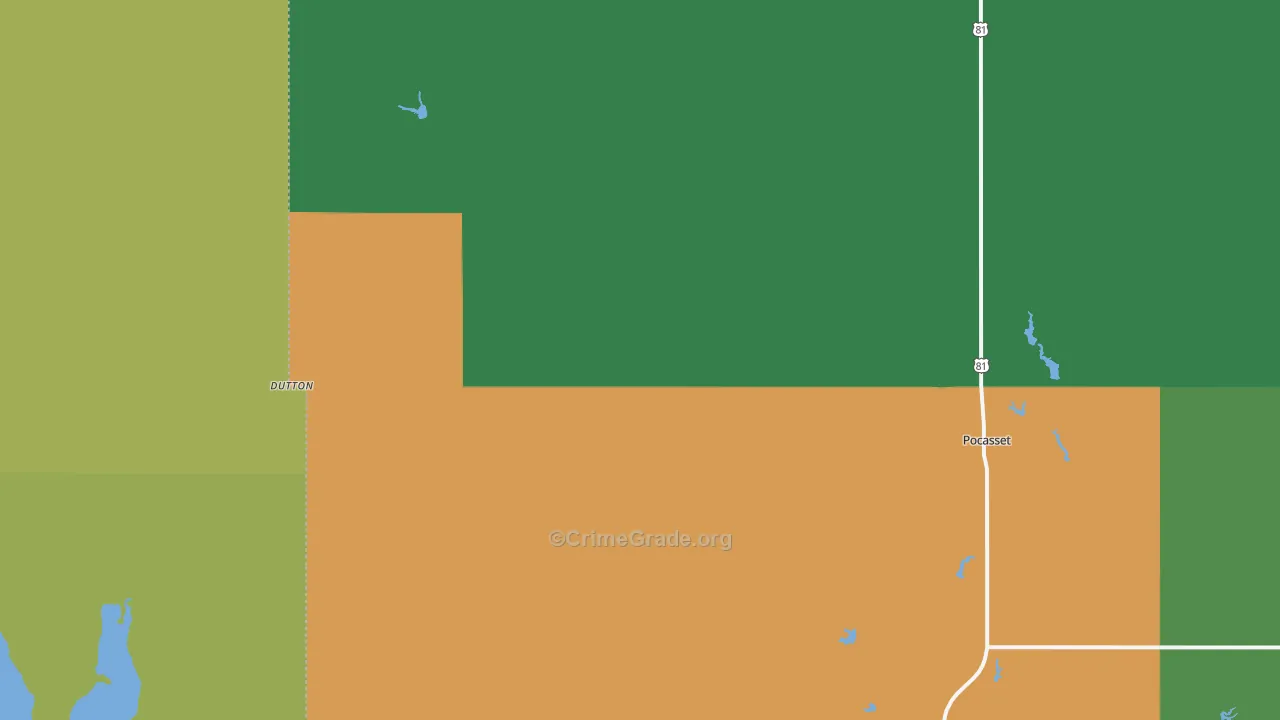 Pocasset, OK Map of Vehicle Theft Rates