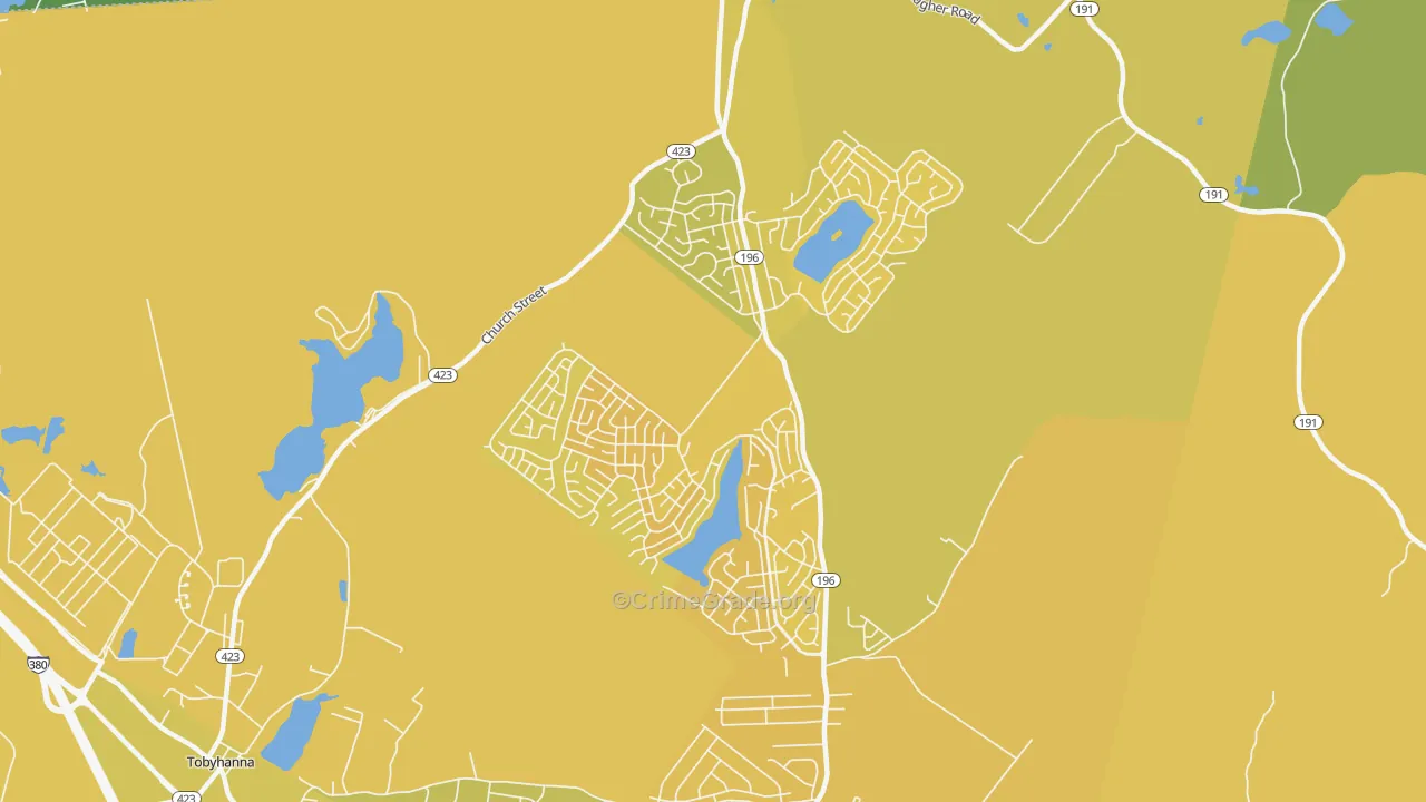 Pocono Country Place, Tobyhanna, PA Map of Vehicle Theft Rates