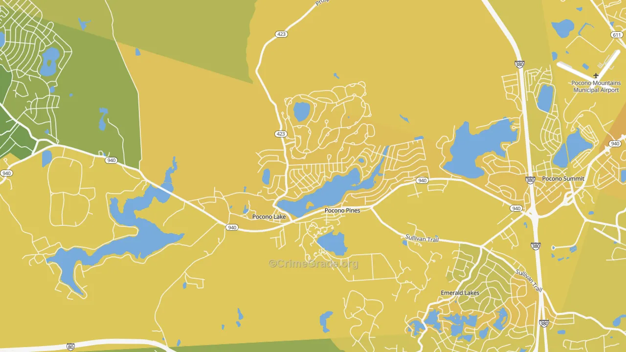 Pocono Pines, PA Map of Vehicle Theft Rates