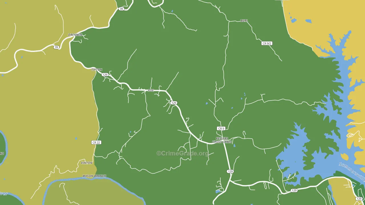 Poe, WV Map of Vehicle Theft Rates