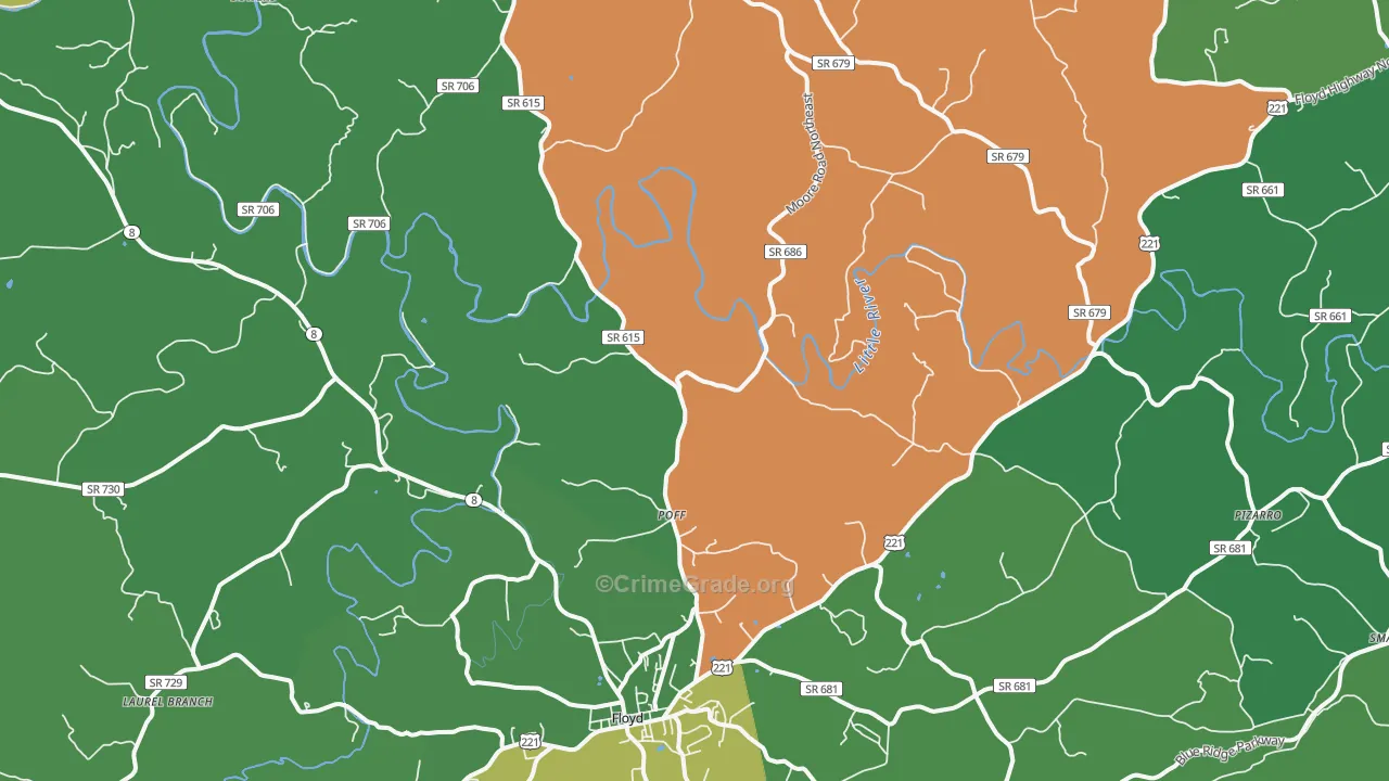 Poff, VA Map of Vehicle Theft Rates