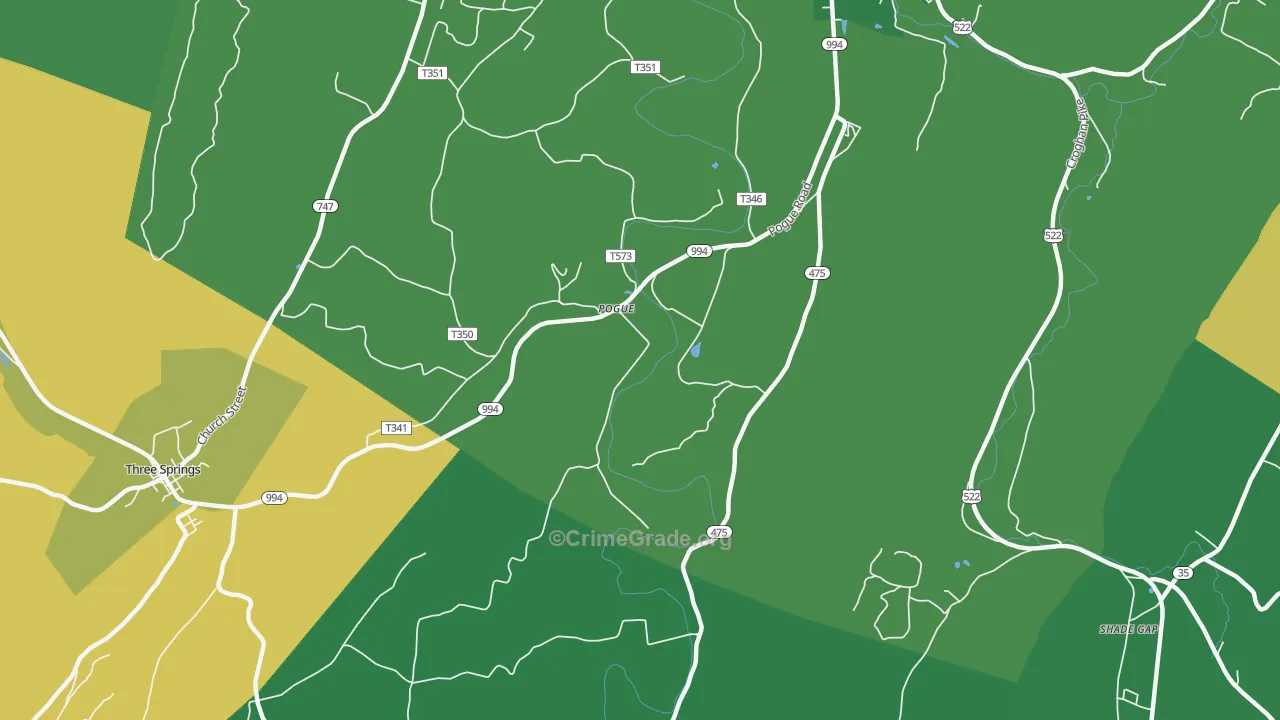 Pogue, PA Map of Vehicle Theft Rates
