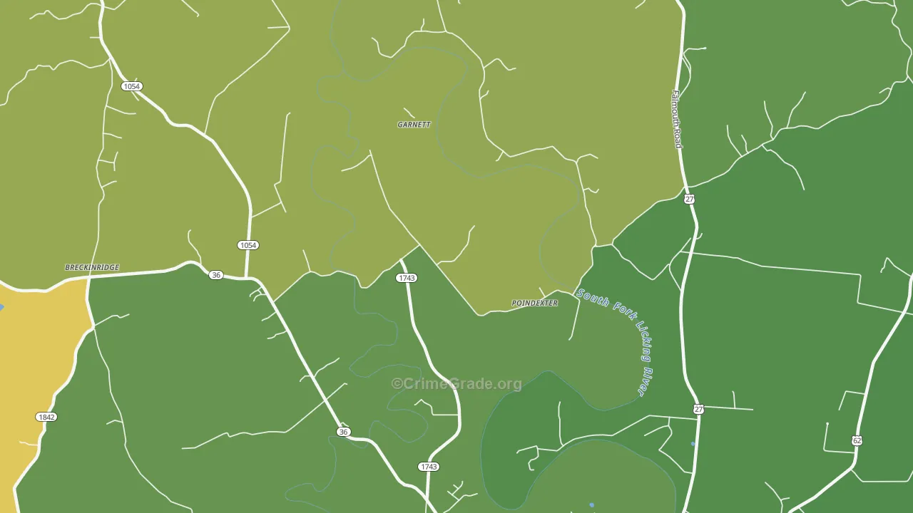 Poindexter, KY Map of Vehicle Theft Rates
