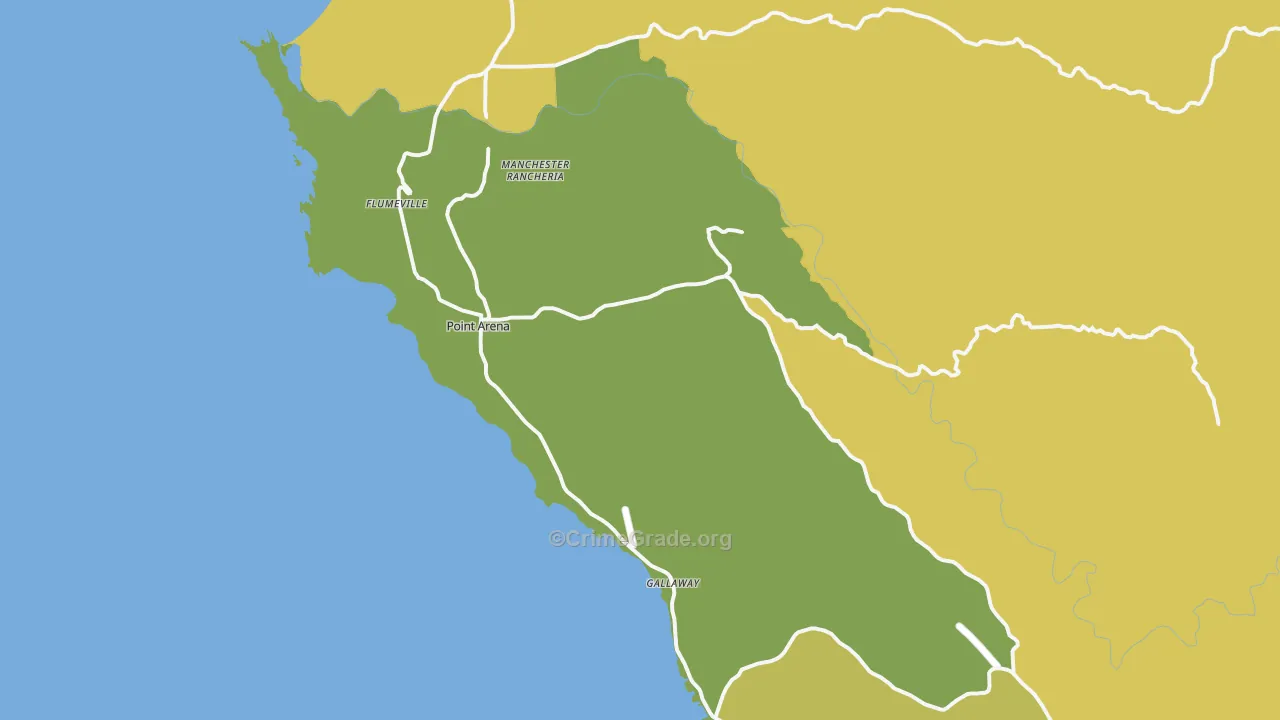 Point Arena, CA Map of Vehicle Theft Rates