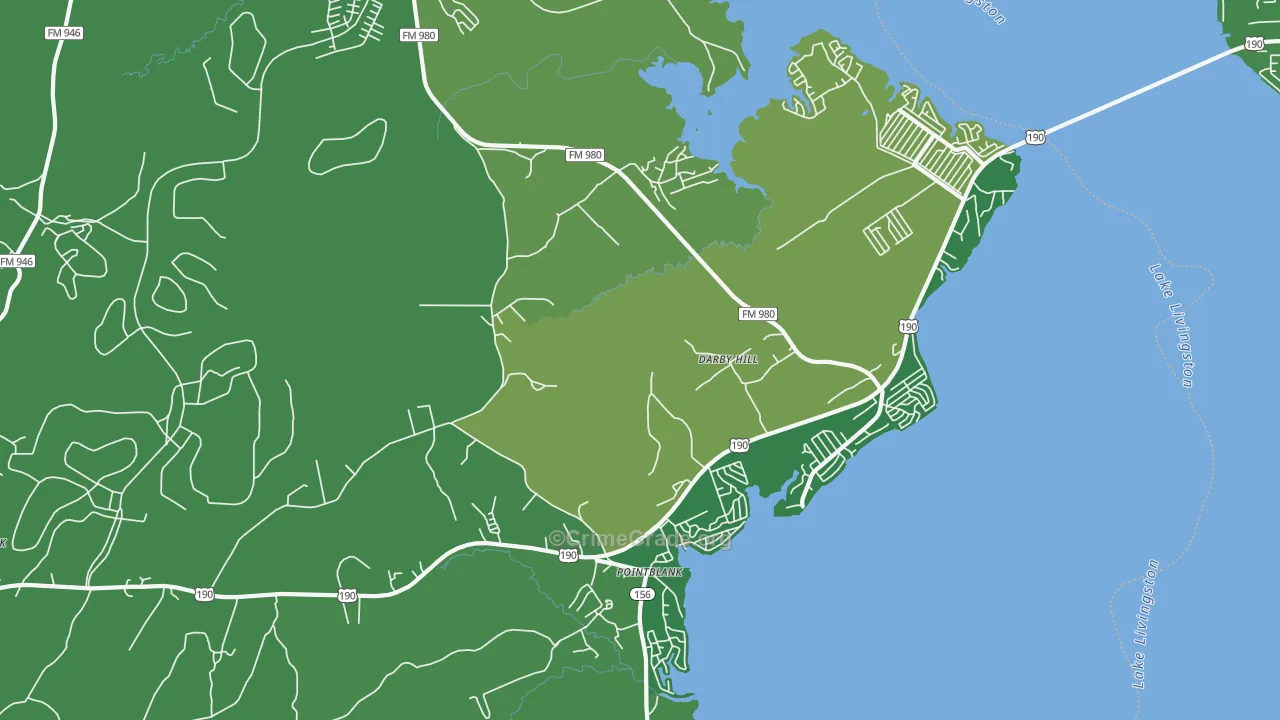 Point Blank, TX Map of Vehicle Theft Rates