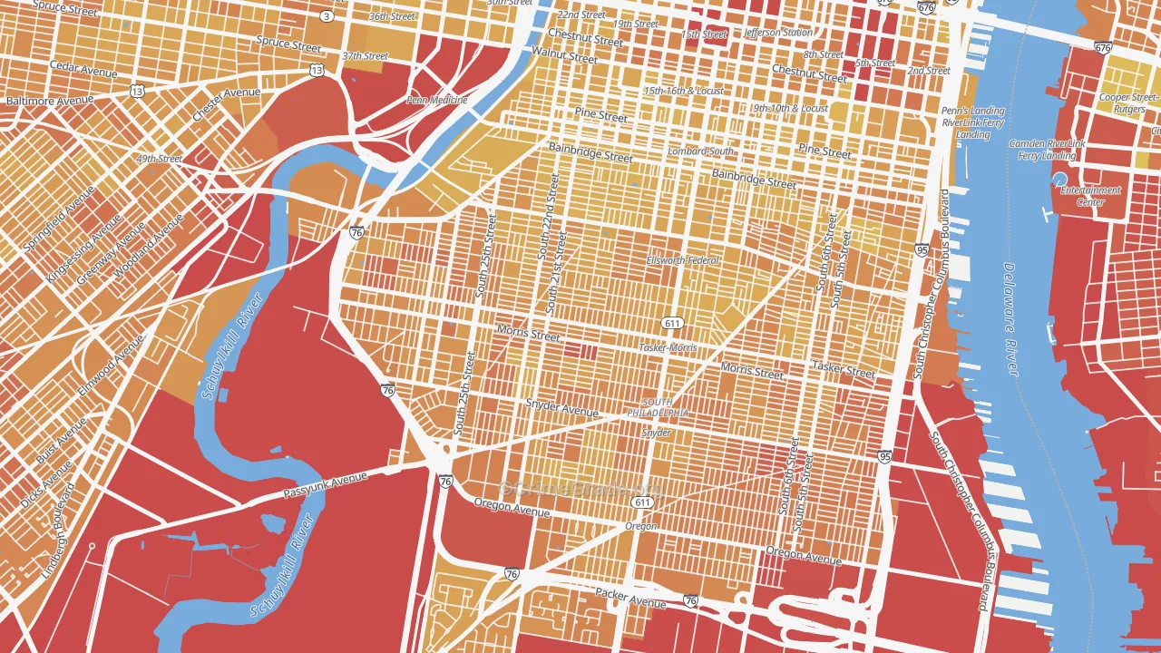 Point Breeze-Philadelphia, Philadelphia, PA Map of Vehicle Theft Rates