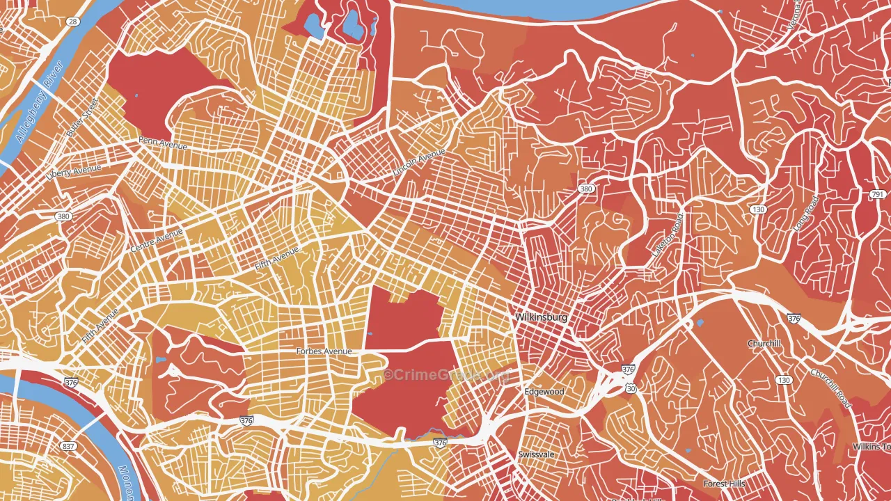 Point Breeze, Pittsburgh, PA Map of Vehicle Theft Rates