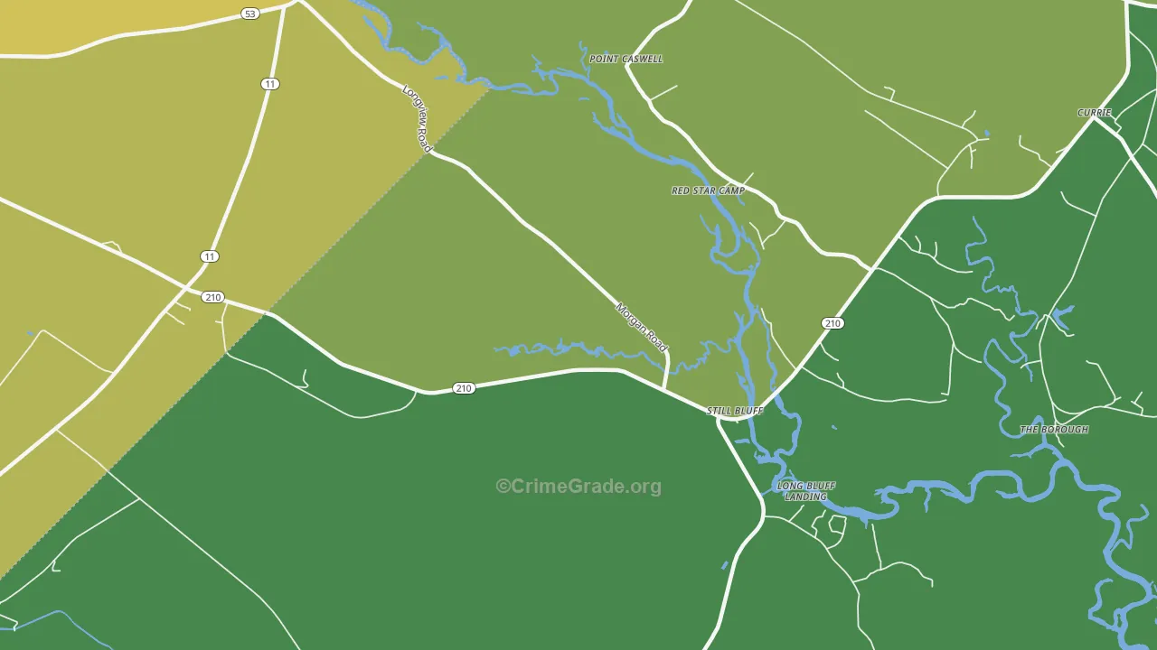Point Caswell, NC Map of Vehicle Theft Rates