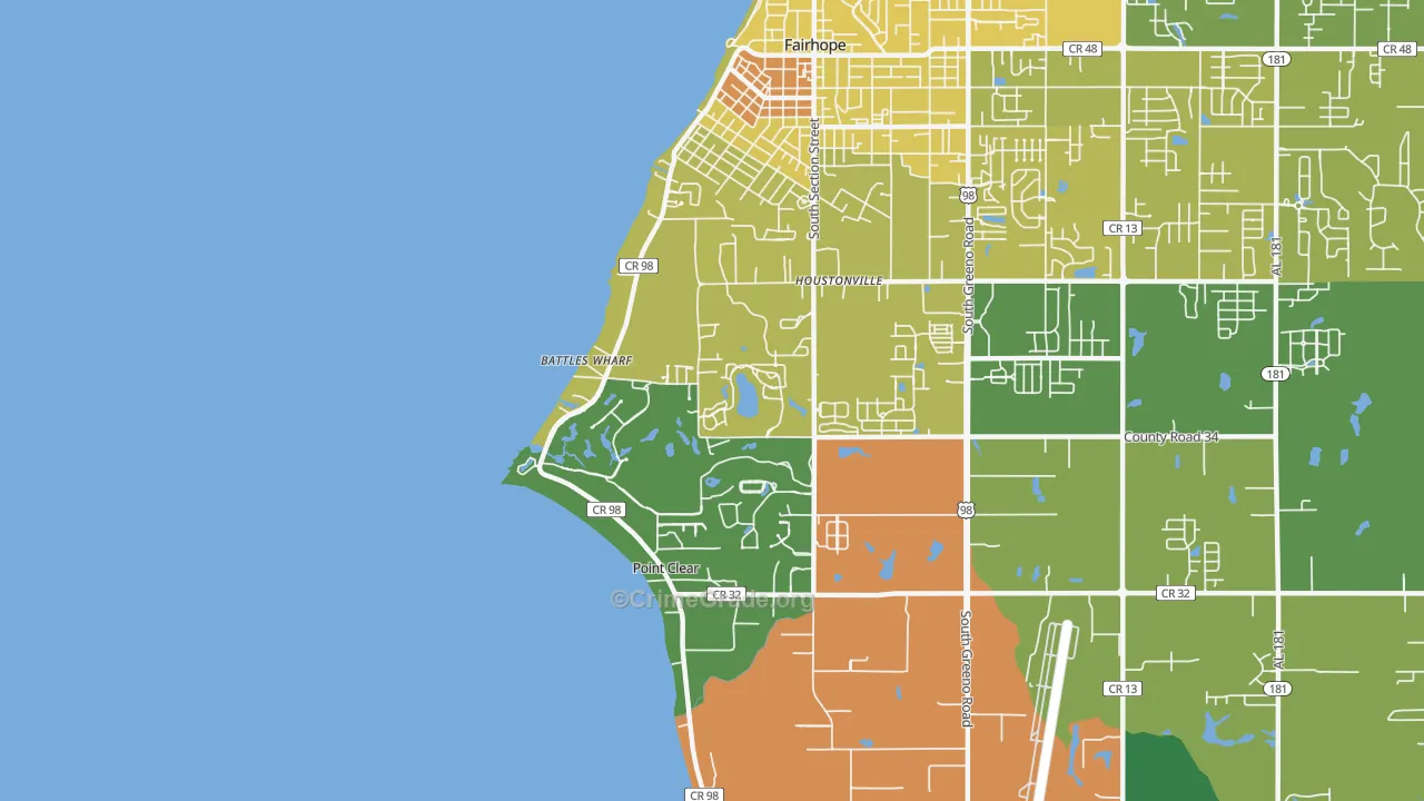 Point Clear, AL Map of Vehicle Theft Rates