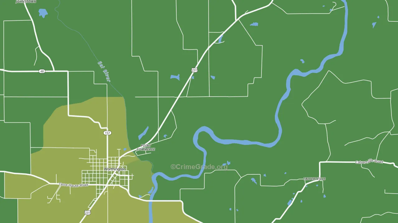 Point Commerce, IN Map of Vehicle Theft Rates