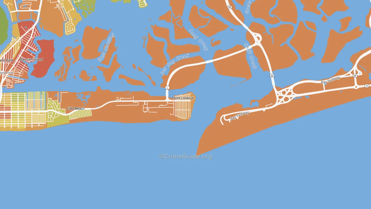 Point Lookout, NY Map of Vehicle Theft Rates