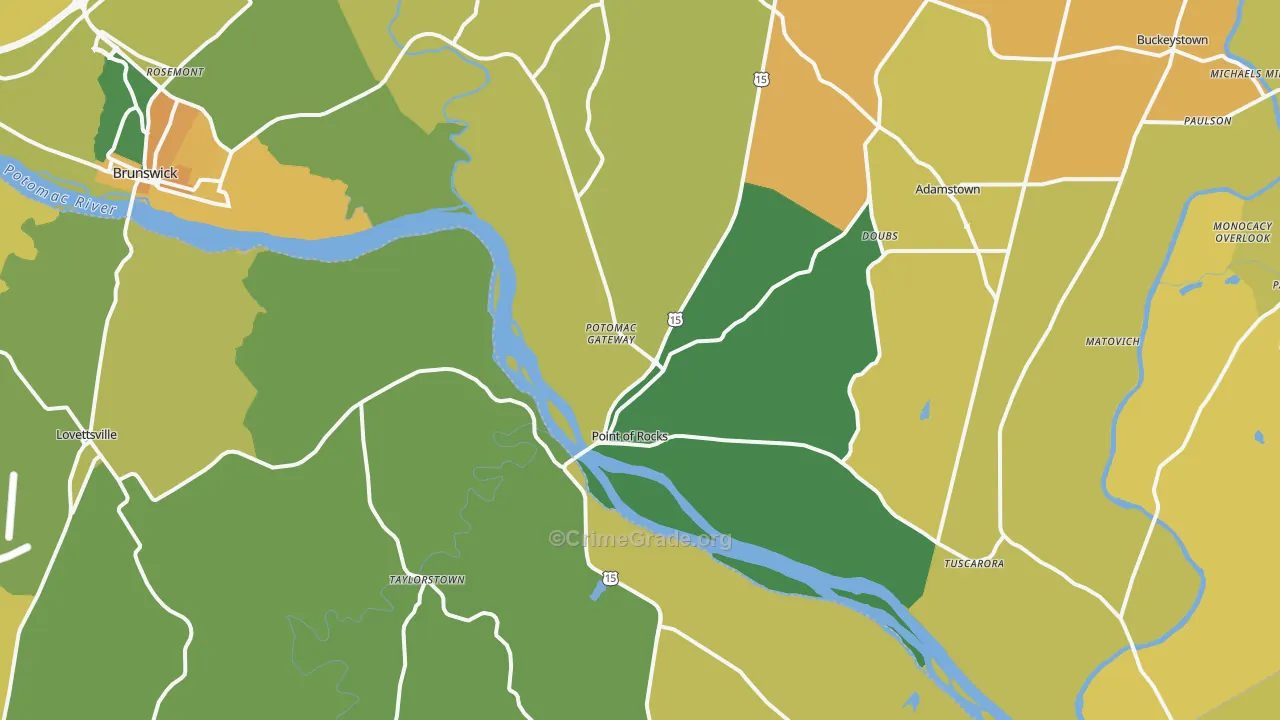 Point Of Rocks, MD Map of Vehicle Theft Rates