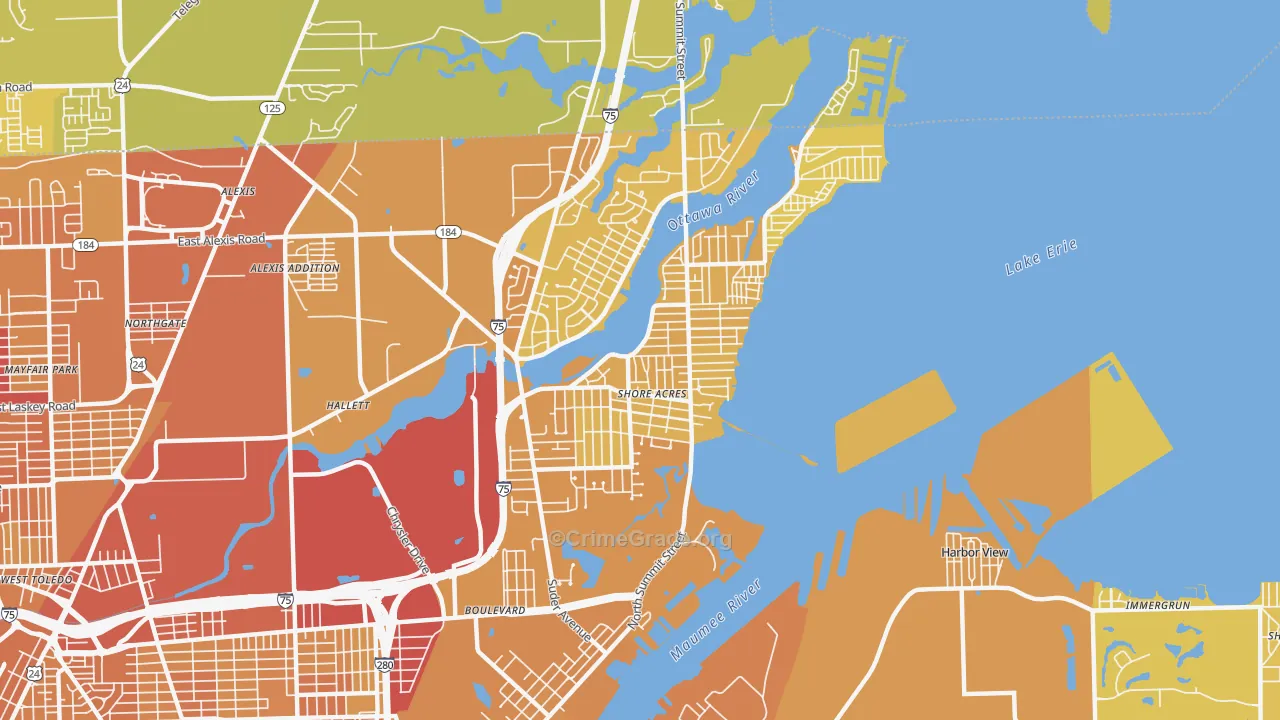 Point Place, Toledo, OH Map of Vehicle Theft Rates