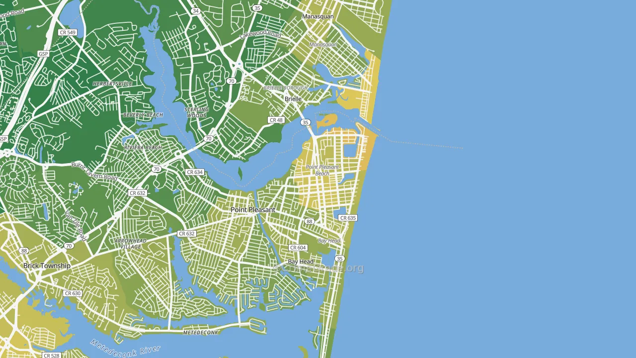 Point Pleasant Beach, NJ Map of Vehicle Theft Rates