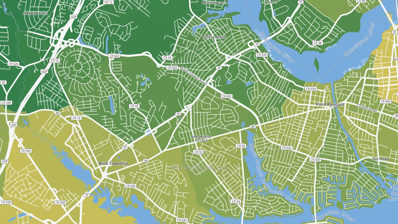 Point Pleasant Manor, Brick, NJ Map of Vehicle Theft Rates
