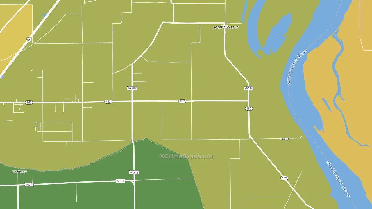 Point Pleasant, MO Map of Vehicle Theft Rates