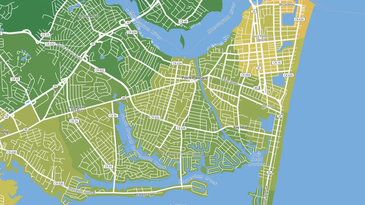 Point Pleasant, NJ Map of Vehicle Theft Rates