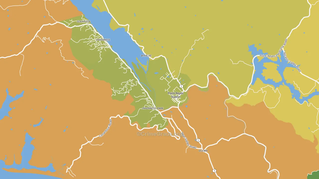 Point Reyes Station, CA Map of Vehicle Theft Rates