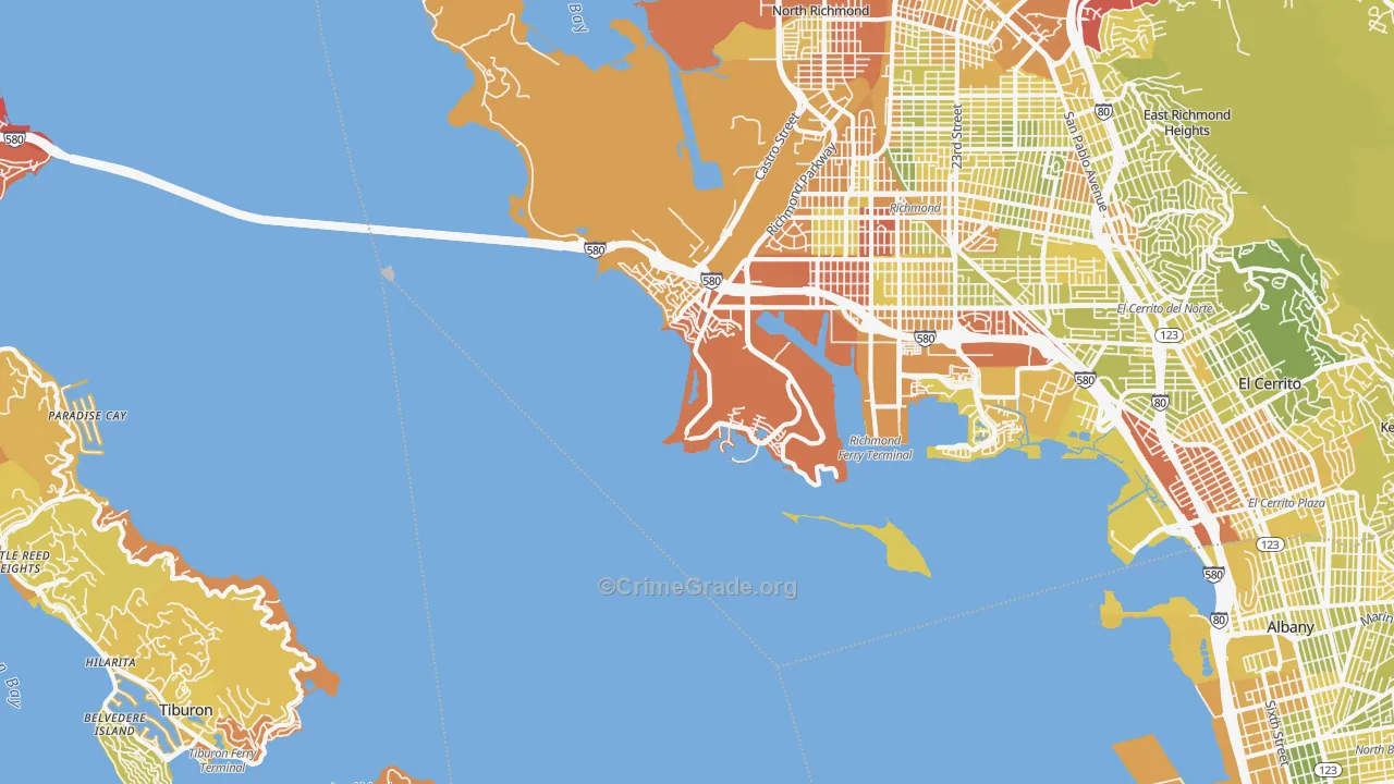 Point Richmond, Richmond, CA Map of Vehicle Theft Rates