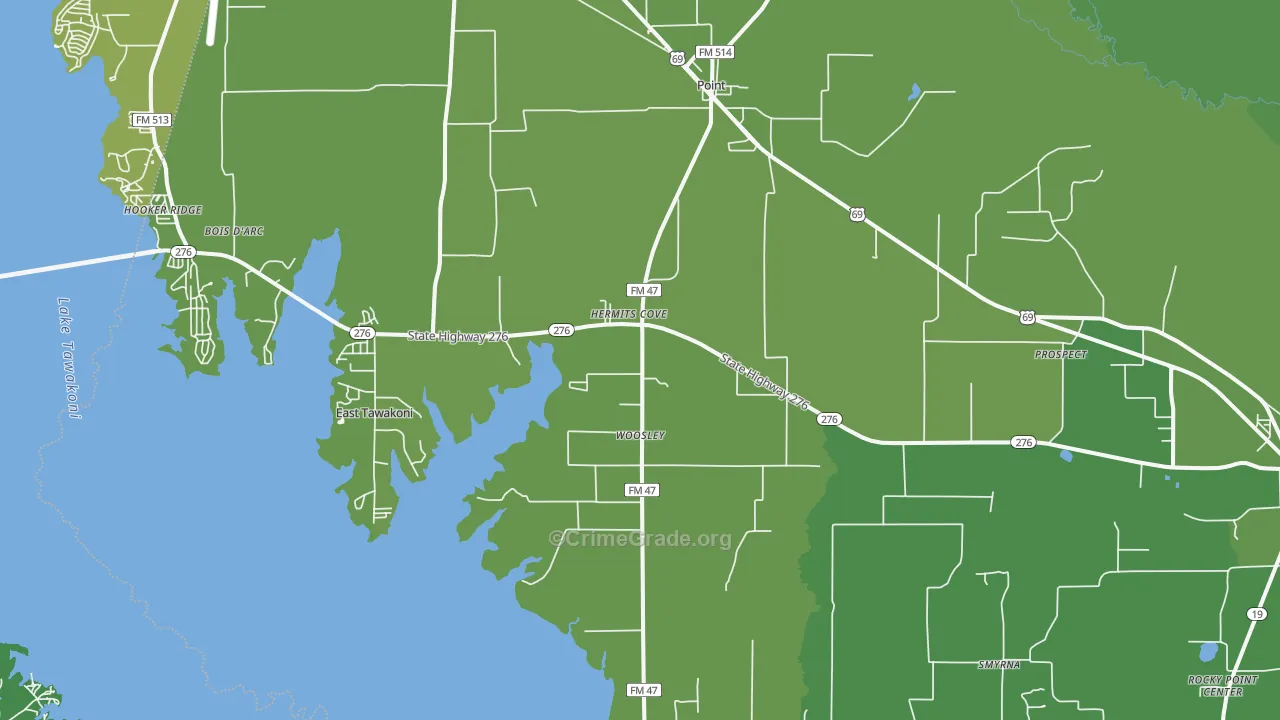 Point, TX Map of Vehicle Theft Rates