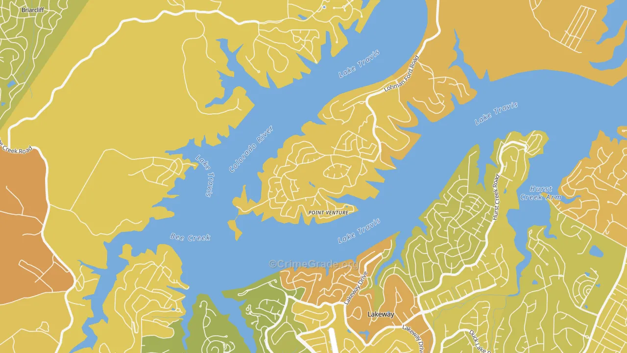 Point Venture, TX Map of Vehicle Theft Rates