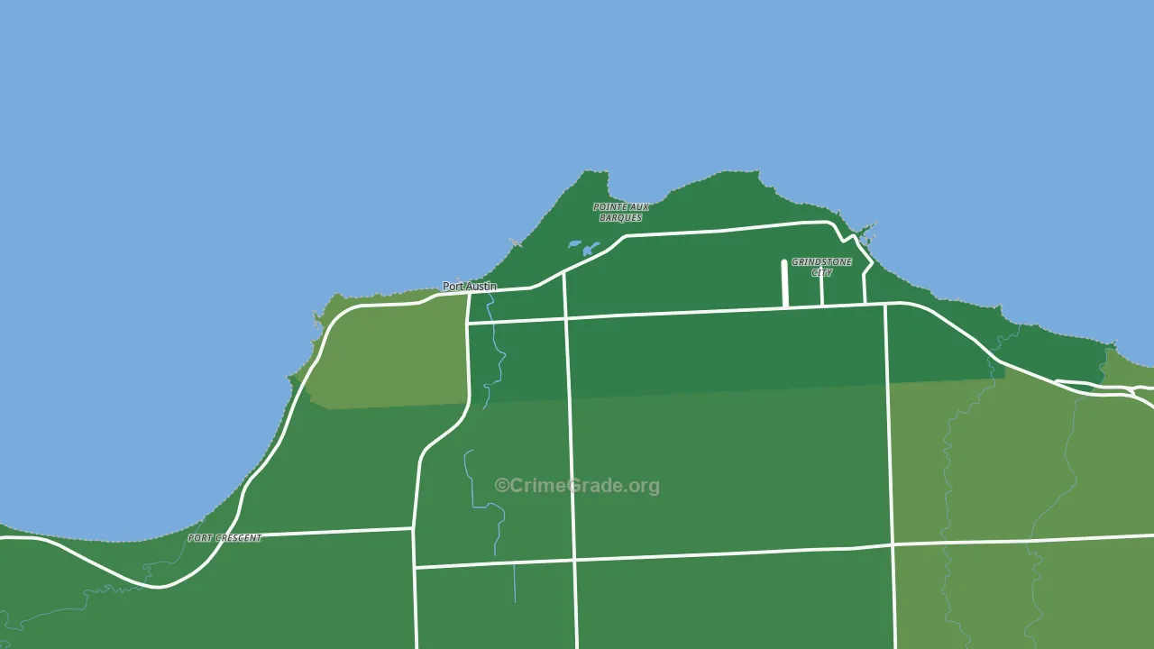 Pointe Aux Barques, MI Map of Vehicle Theft Rates