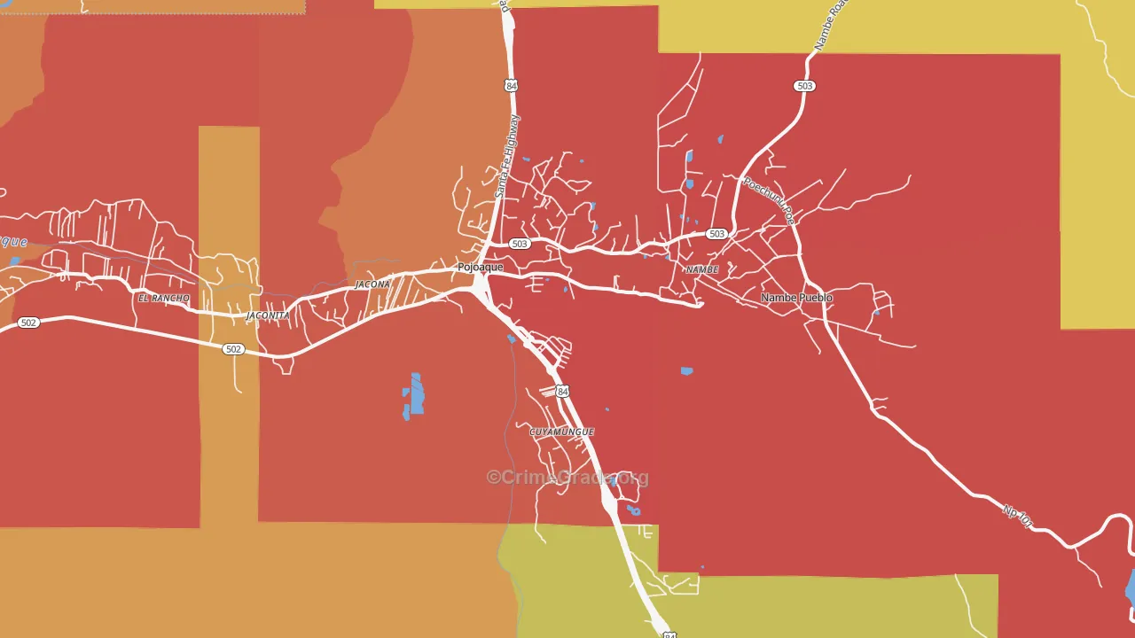 Pojoaque, NM Map of Vehicle Theft Rates