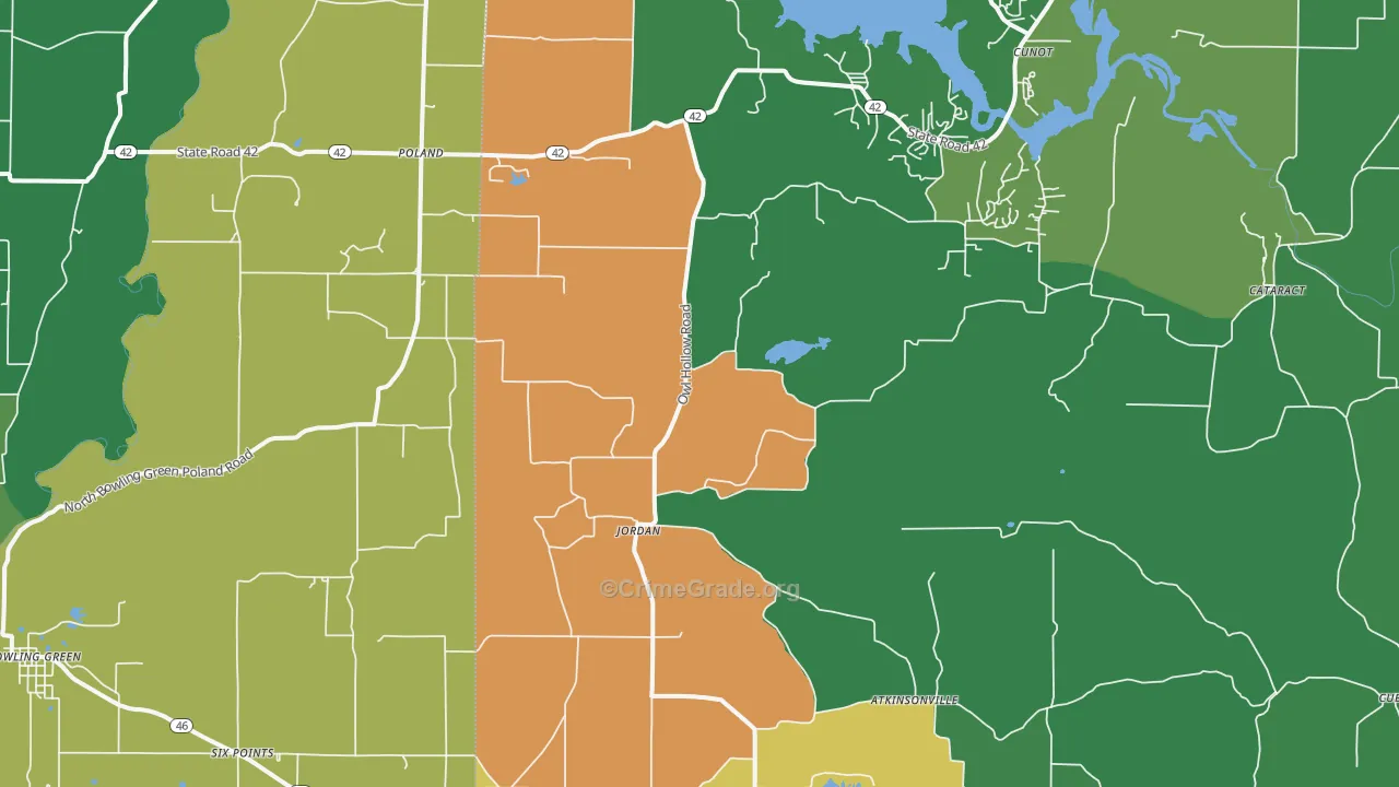 Poland, IN Map of Vehicle Theft Rates