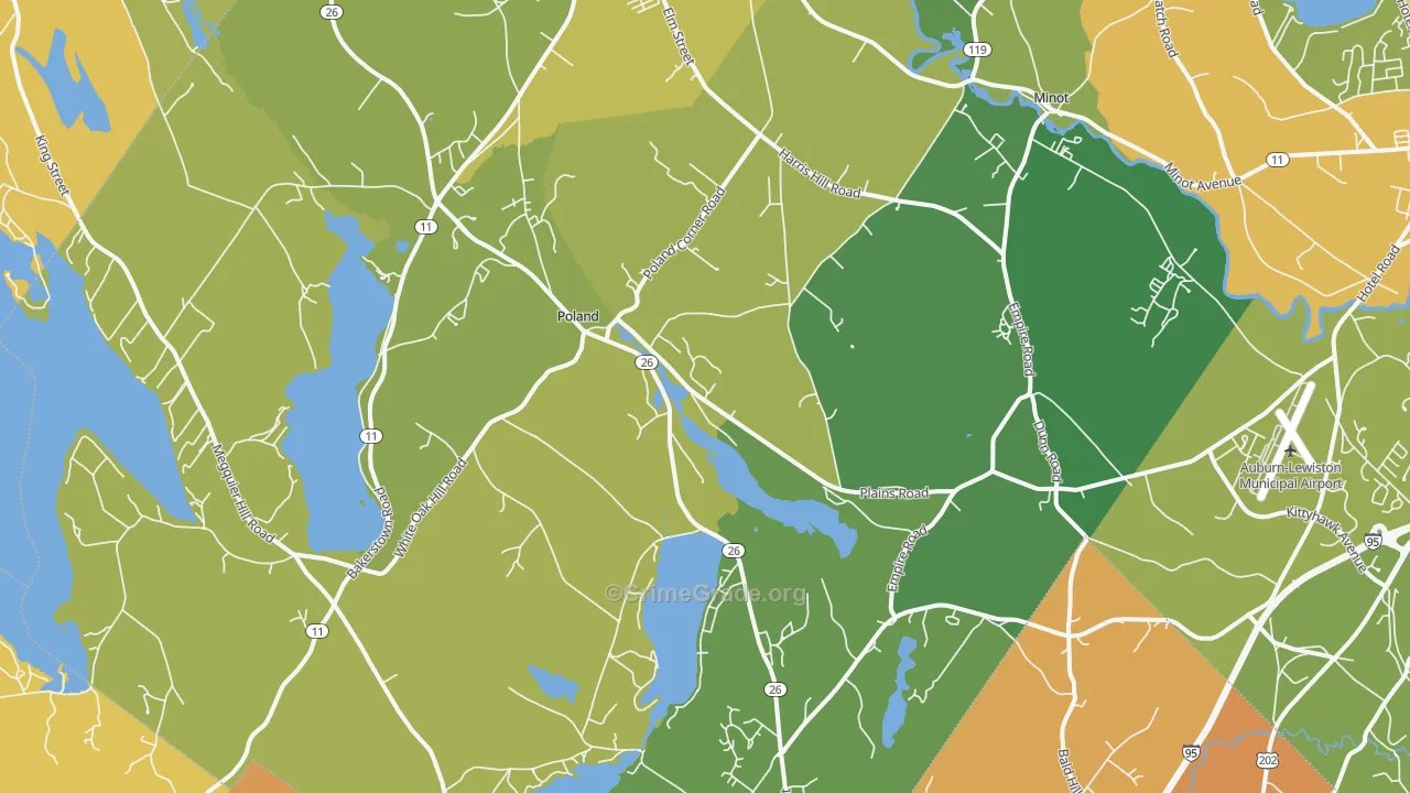 Poland, ME Map of Vehicle Theft Rates