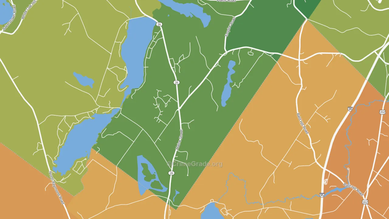 Poland Spring, ME Map of Vehicle Theft Rates