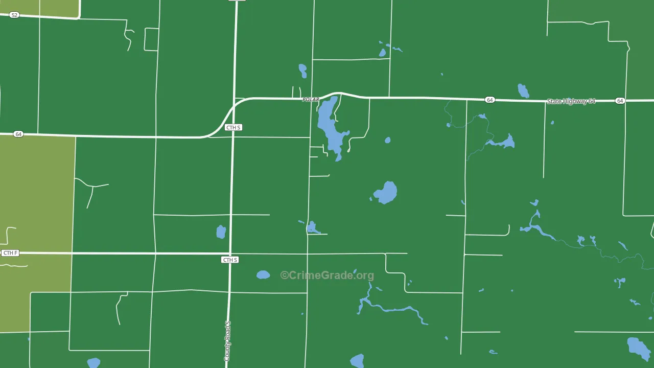 Polar, WI Map of Vehicle Theft Rates