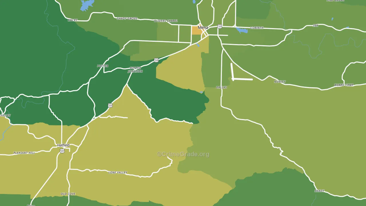 Polk County, AR Map of Vehicle Theft Rates