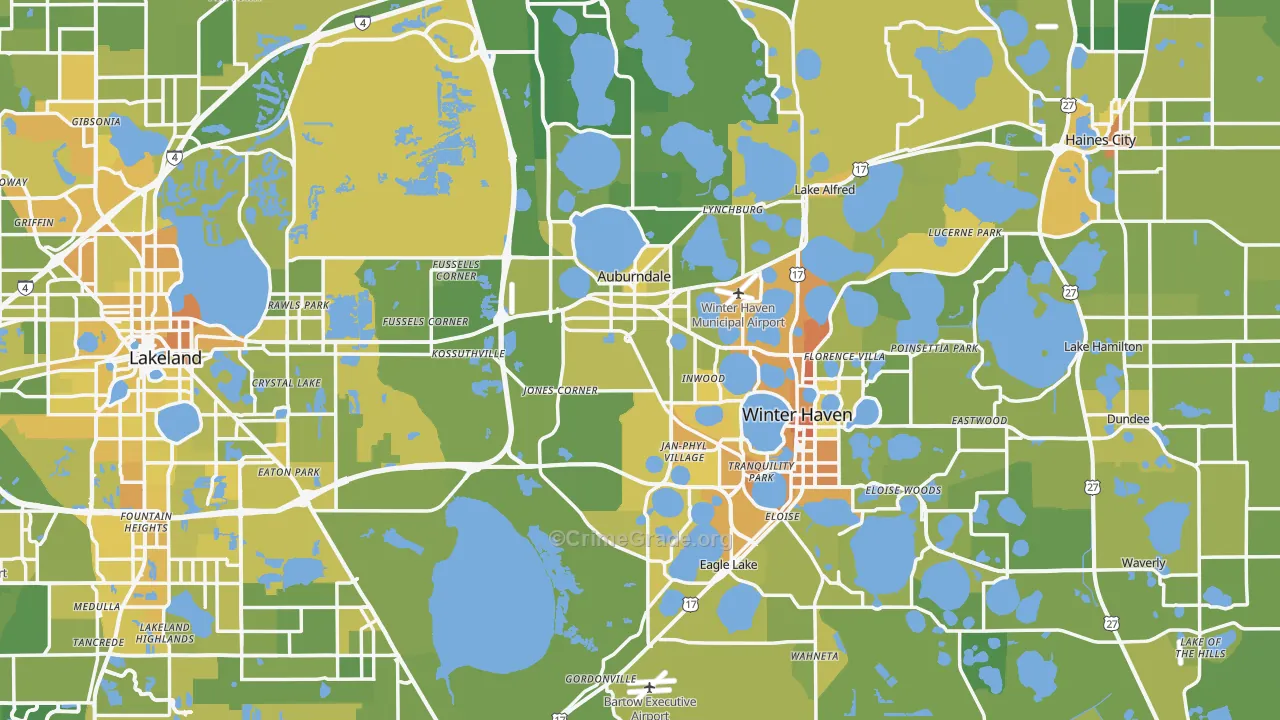 Polk County, FL Map of Vehicle Theft Rates