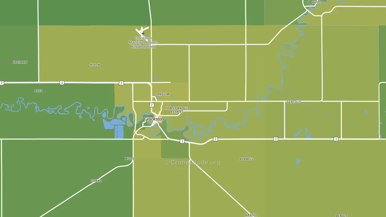 Polk County, MN Map of Vehicle Theft Rates