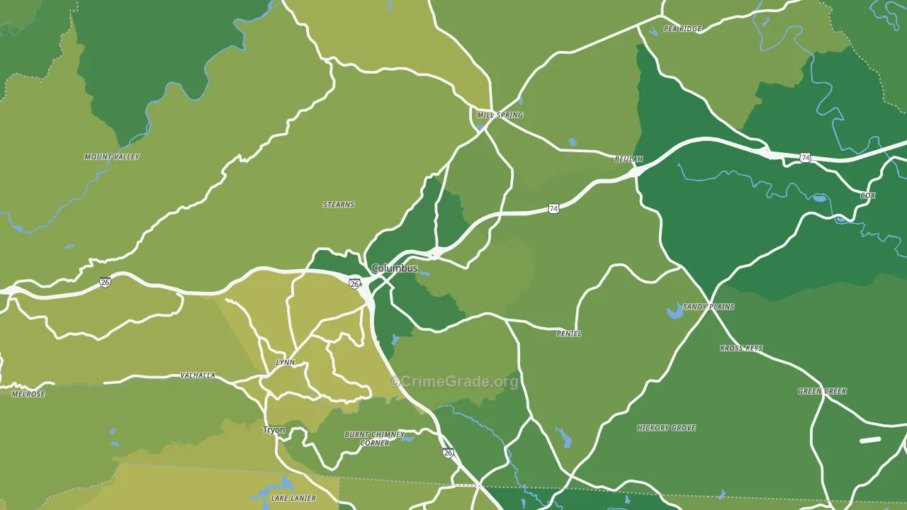 Polk County, NC Map of Vehicle Theft Rates