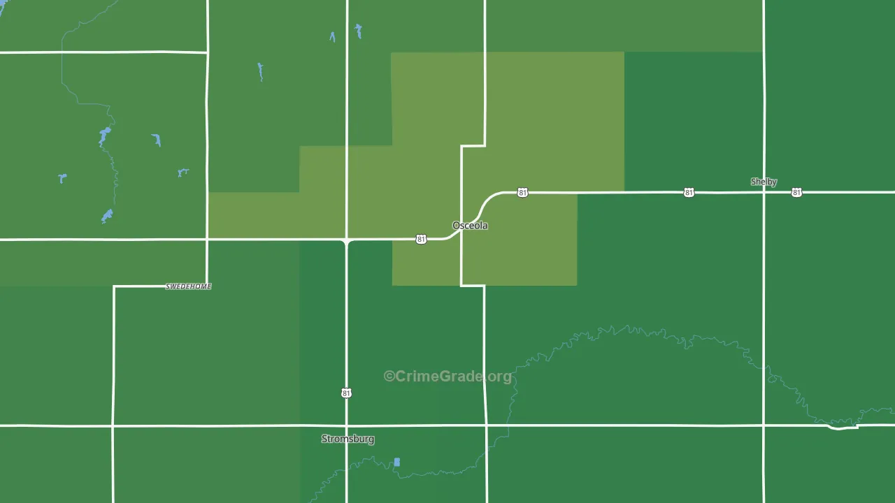 Polk County, NE Map of Vehicle Theft Rates