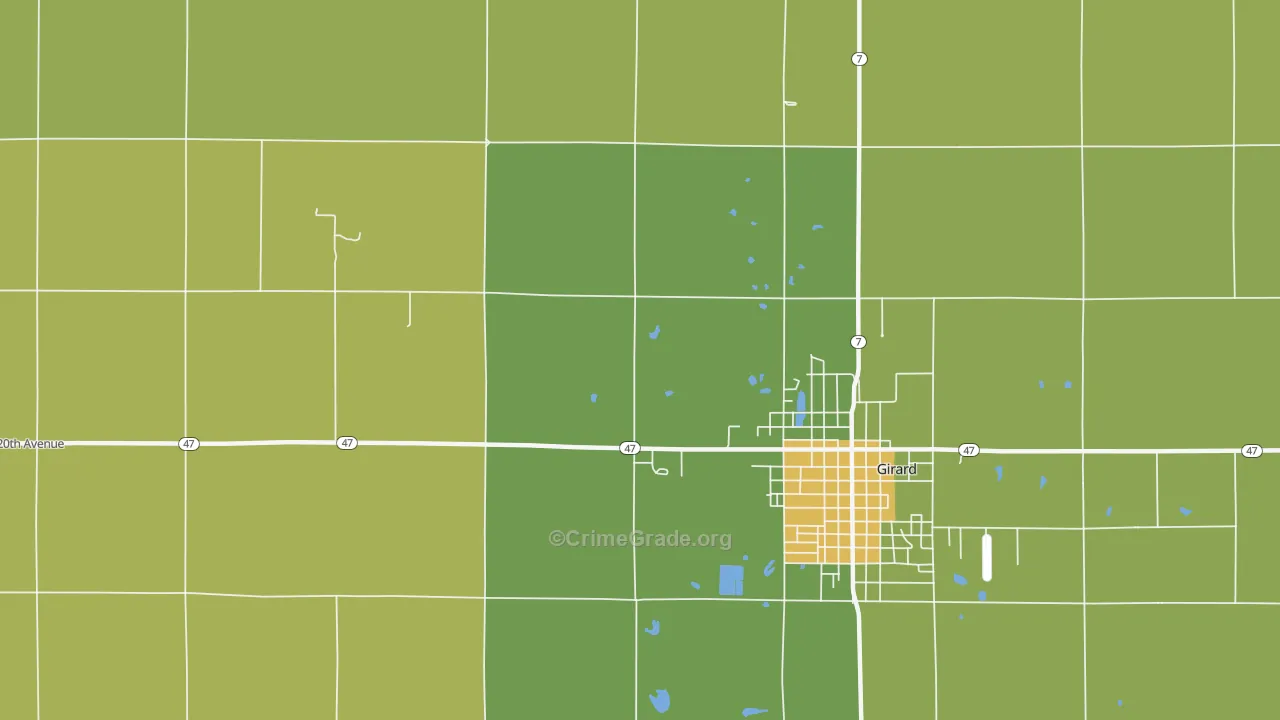 Polk, KS Map of Vehicle Theft Rates