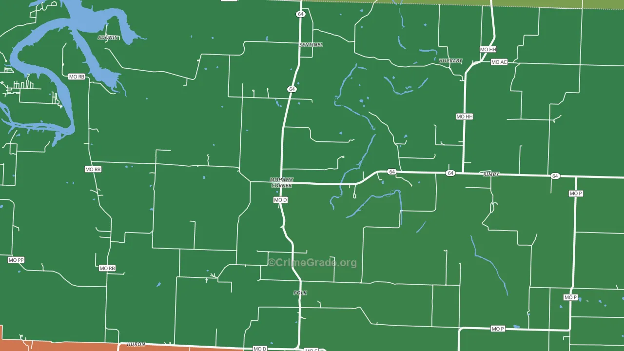 Polk, MO Map of Vehicle Theft Rates