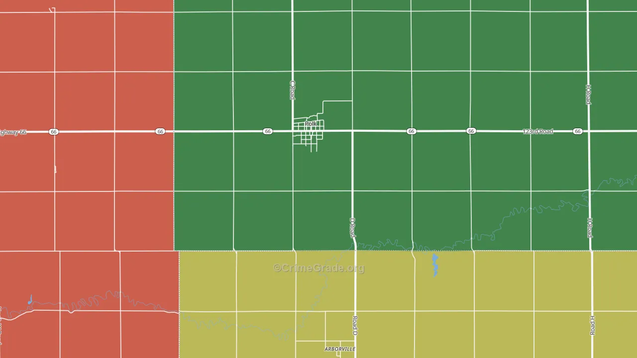 Polk, NE Map of Vehicle Theft Rates
