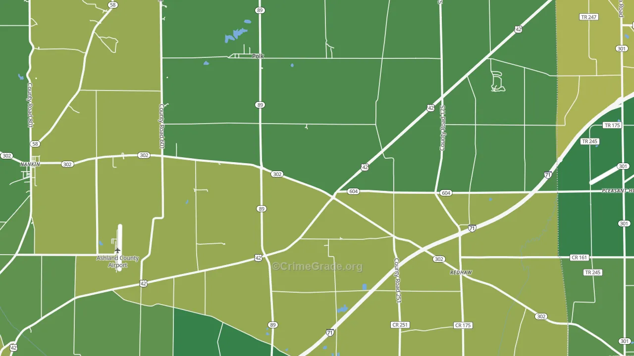 Polk, OH Map of Vehicle Theft Rates