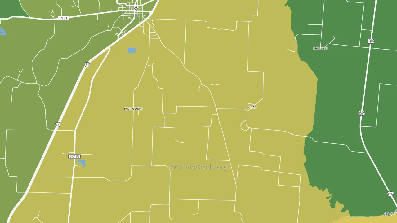 Polk, TN Map of Vehicle Theft Rates