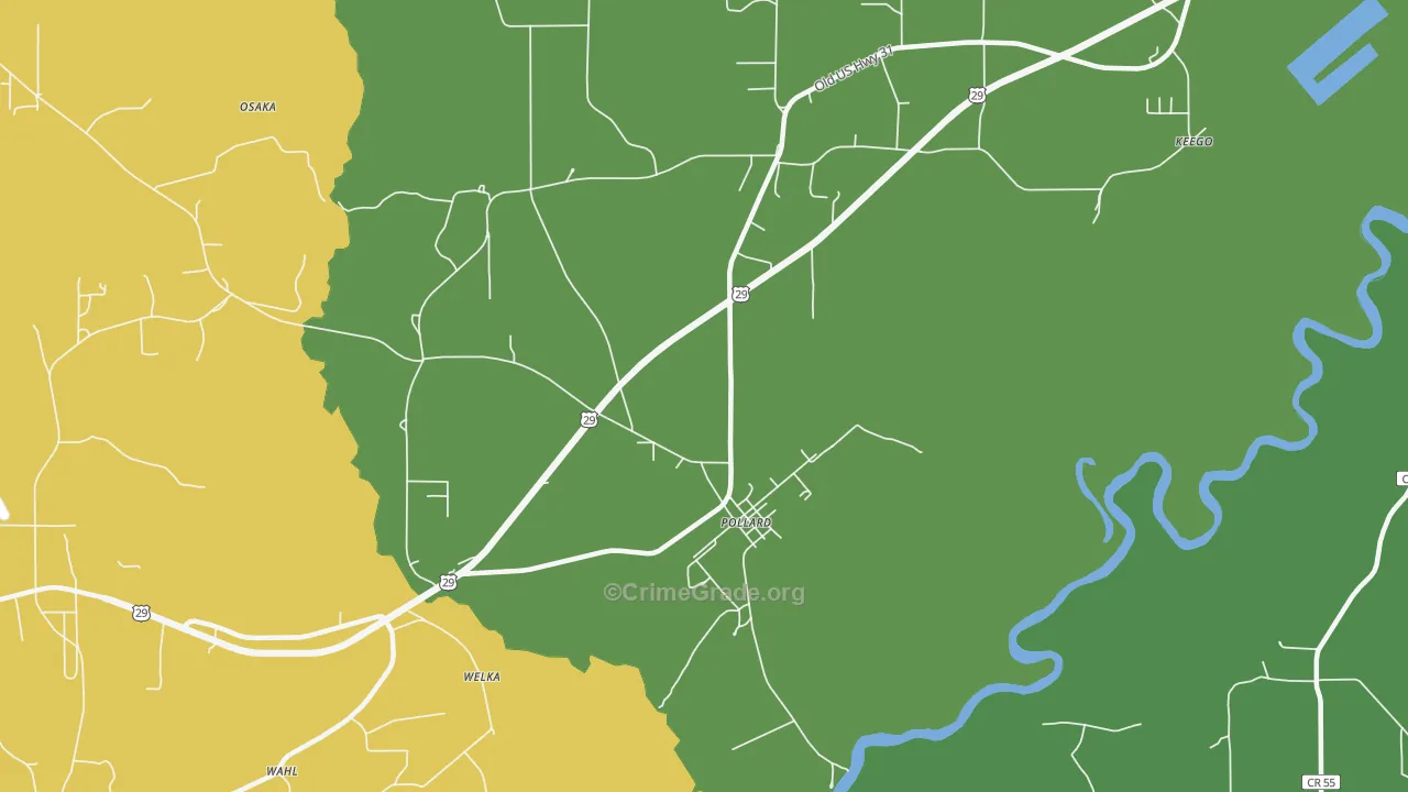 Pollard, AL Map of Vehicle Theft Rates
