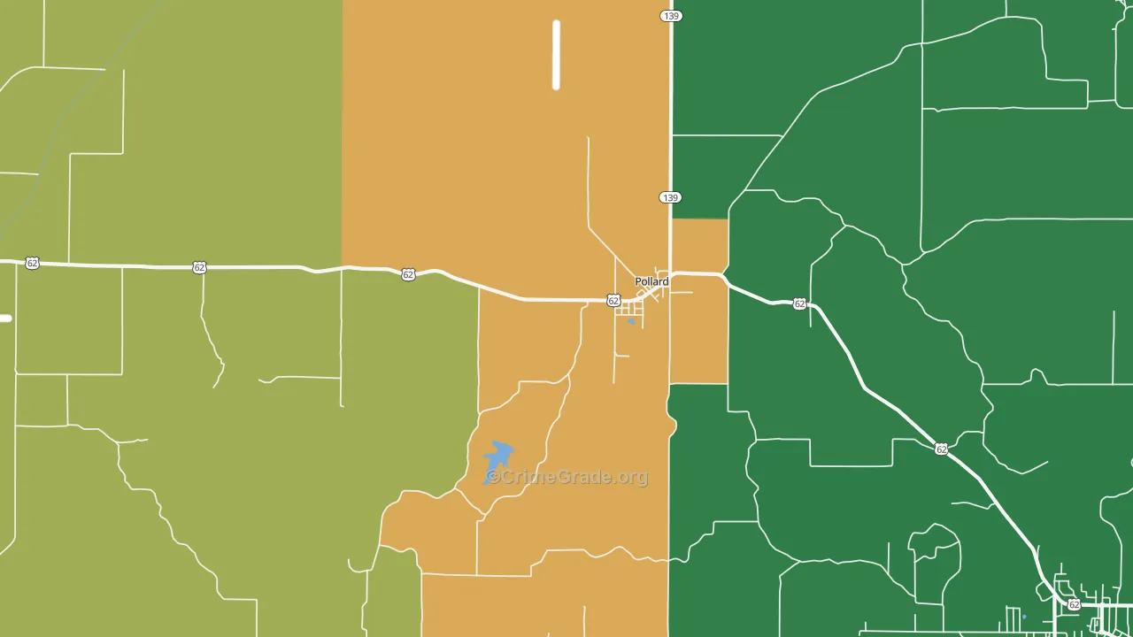 Pollard, AR Map of Vehicle Theft Rates