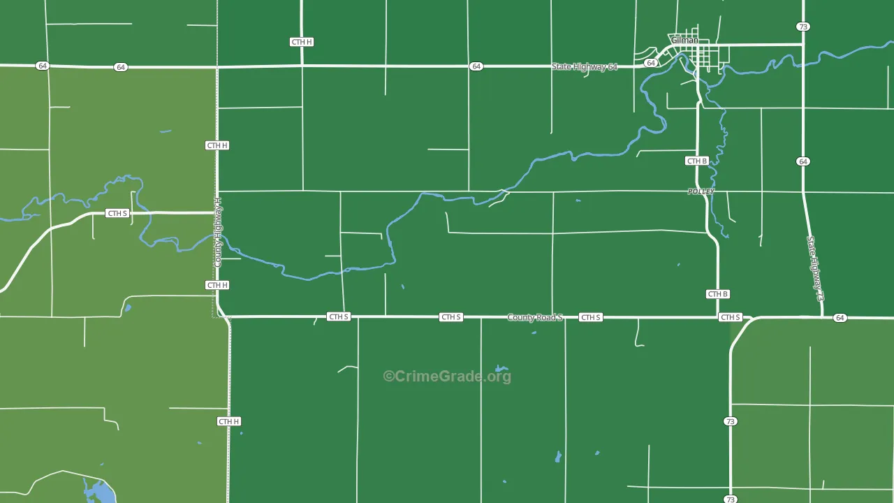 Polley, WI Map of Vehicle Theft Rates