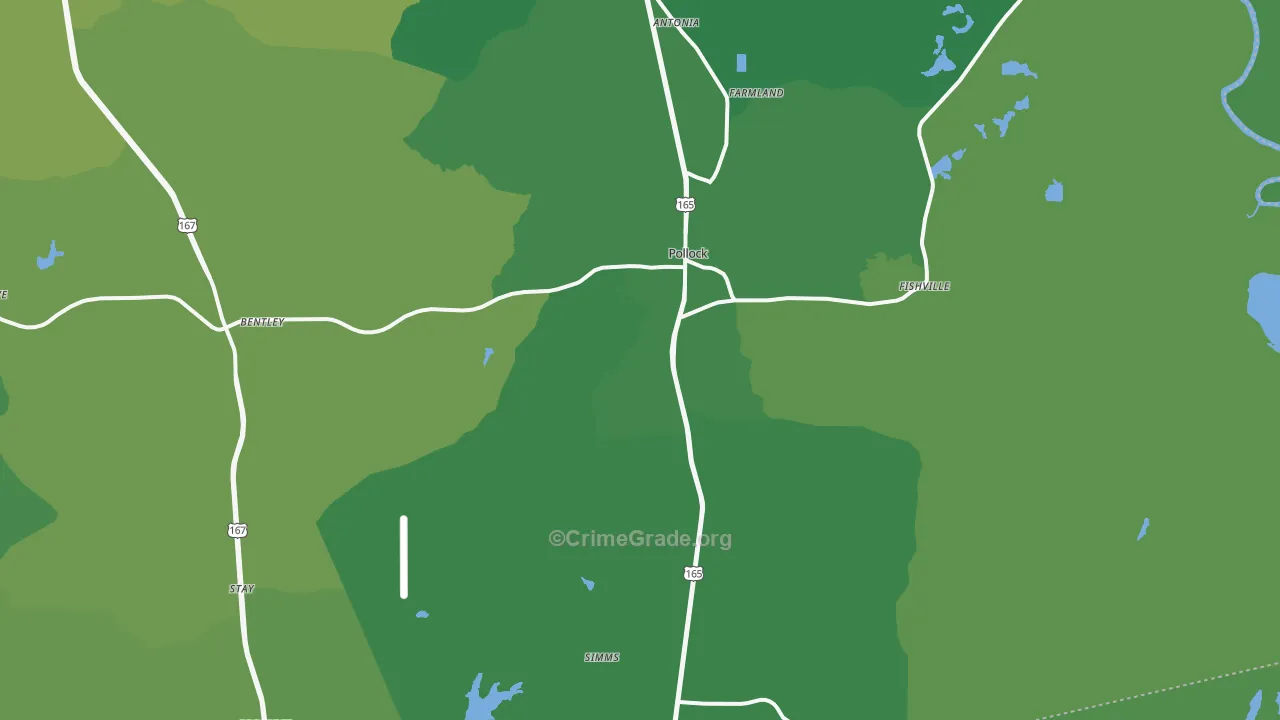 Pollock, LA Map of Vehicle Theft Rates