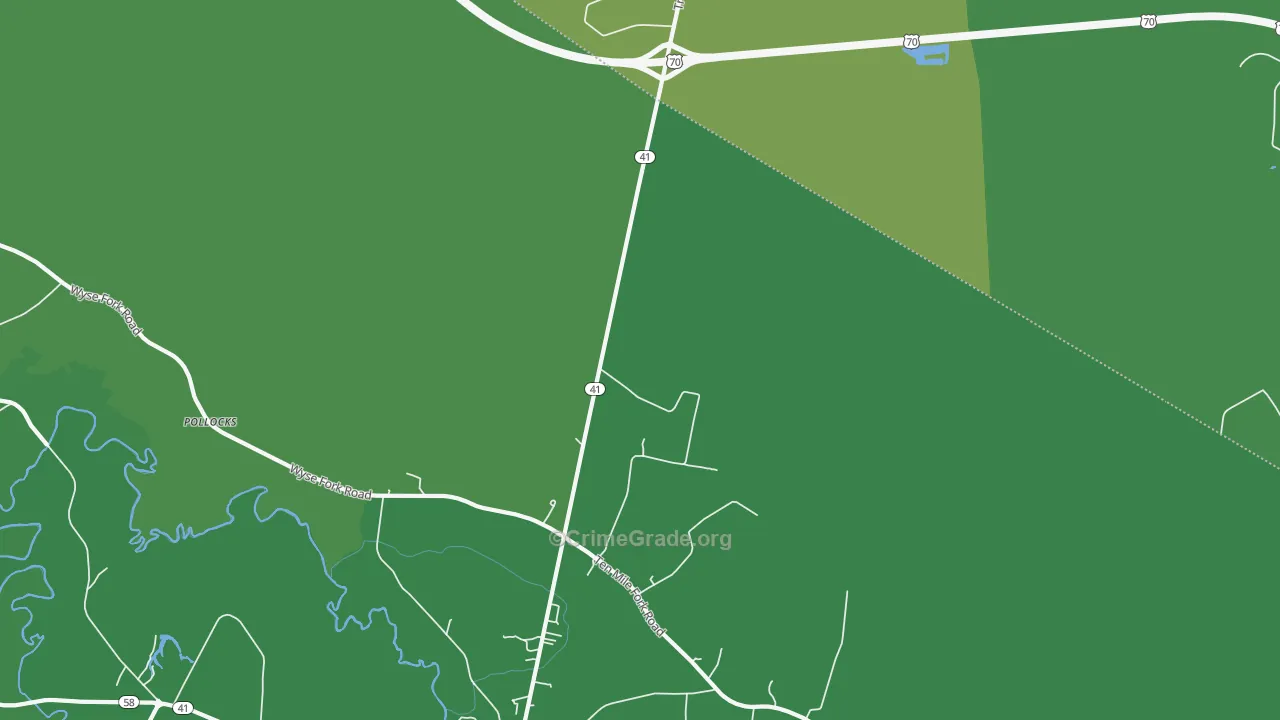 Pollocks, NC Map of Vehicle Theft Rates