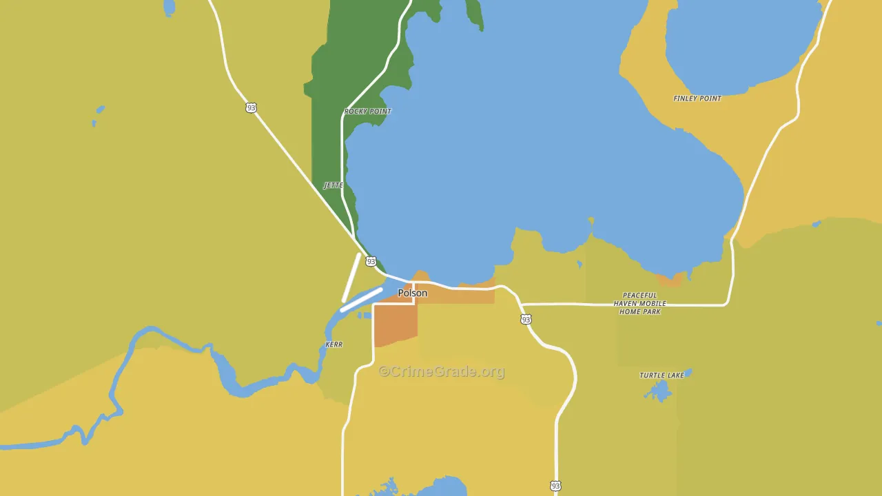 Polson, MT Map of Vehicle Theft Rates