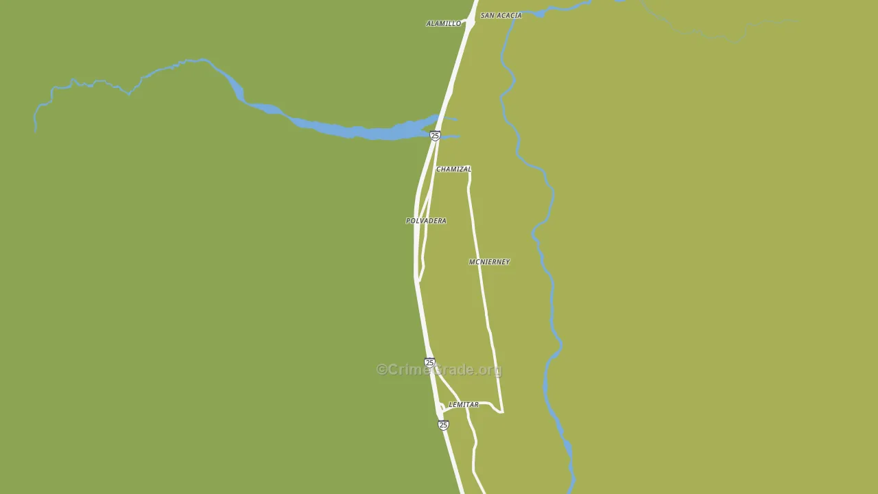 Polvadera, NM Map of Vehicle Theft Rates