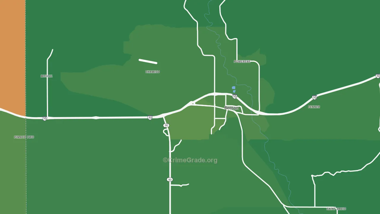 Pomerene, AZ Map of Vehicle Theft Rates