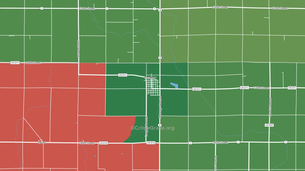 Pomeroy, IA Map of Vehicle Theft Rates